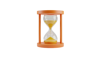 Orange Hourglass With Flowing Yellow Sand on transparent background