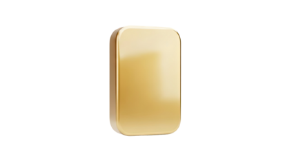 Shiny gold bar with rounded corners on a neutral background on transparent background