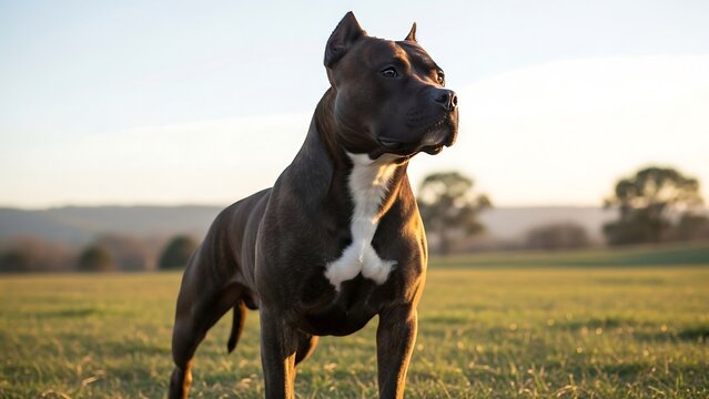 American Staffordshire Terrier standing outdoors.
