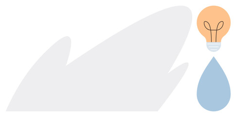 Lightbulb above a drop of water symbolizing creative energy and sustainability. Ideal for innovation, eco-friendly ideas, resourcefulness, inspiration, energy conservation, creativity © robu_s