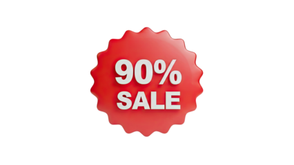 90% Sale Sticker on transparent background