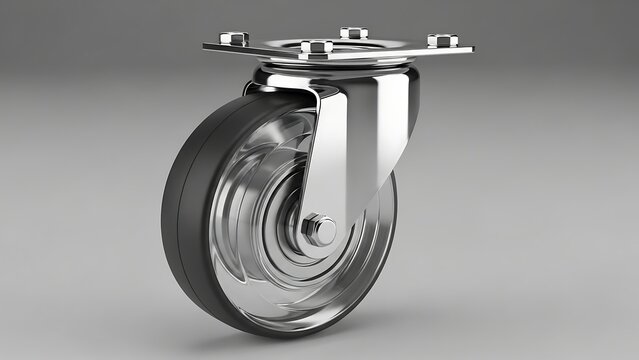 Industrial metal caster wheel close-up.