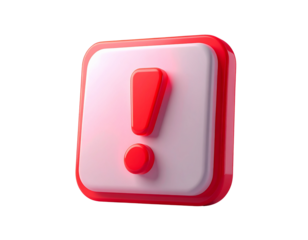 3D Exclamation Mark Alert Icon on White Background, Alert Symbol PNG