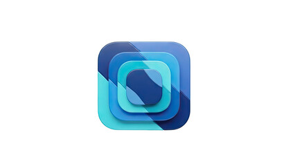 Layered rounded squares with diagonal color bands in blues on transparent background
