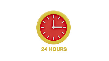 24 Hours Clock on transparent background