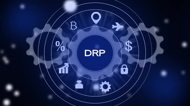 DRP Concept with Icons and Gears in Blue Tones disaster recovery business continuity