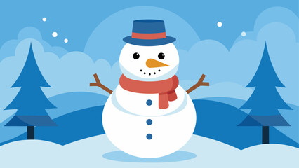 Fototapeta premium Snowman in winter forest