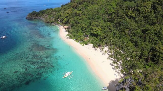The aerial view of Seven Commandos Beach in the Philippines
