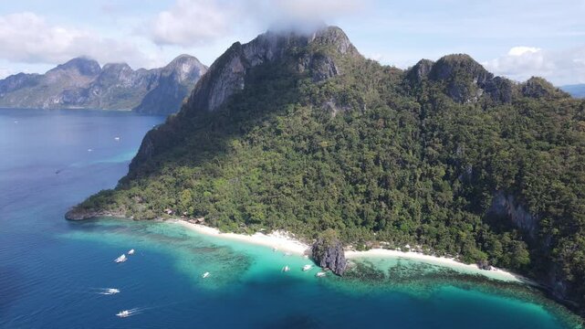 The aerial view of Seven Commandos Beach in the Philippines