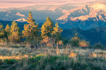 Autumn sunset in the mountains