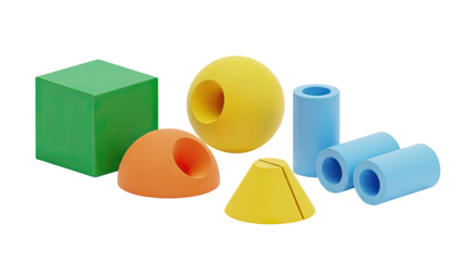 Colorful geometric shapes transparent background