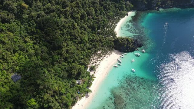 The aerial view of Seven Commandos Beach in the Philippines