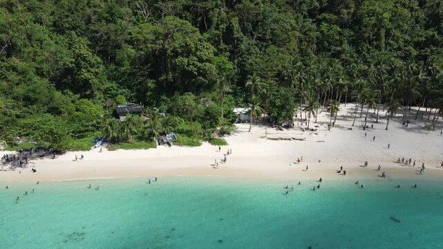 The aerial view of Seven Commandos Beach in the Philippines