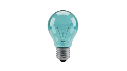 Aqua Blue Light Bulb on transparent background