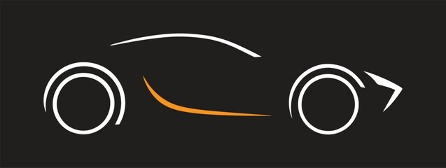 Minimalist car silhouette isolated on transparent background, isolated on white background, Vector, illustration