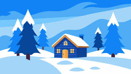 Fototapeta premium Cozy cabin in snowy forest