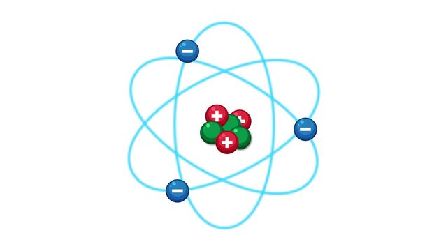 Animated Atomic Structure with Orbiting Electrons and Central Nucleus