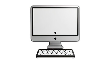Modern Desktop Computer and Keyboard on transparent background