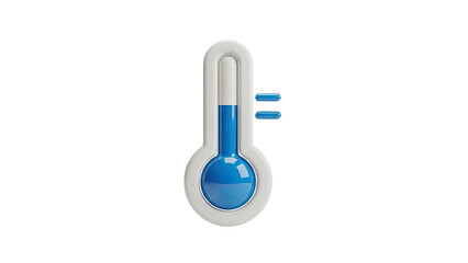 Thermometer icon with blue liquid and measurement marks on transparent background