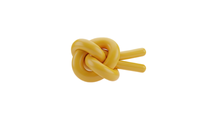 3D Yellow knot object isolated on a plain background on transparent background