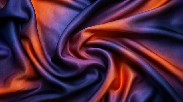 Vibrant Swirling Fabric With Gradients Of Orange Purple And Blue Under Dramatic Lighting Creating A Mesmerizing Textured Background