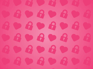 vector seamless pattern design of padlocks and hearts in shades of pink