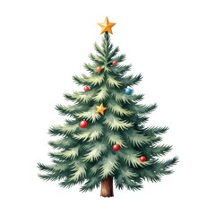Fototapeta premium Festive evergreen adorned with ornaments, creating a warm and cheerful holiday atmosphere for