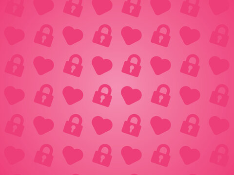 vector seamless pattern design of padlocks and hearts in shades of pink