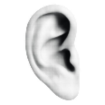 human ear halftone retro flat color vector illustration template design