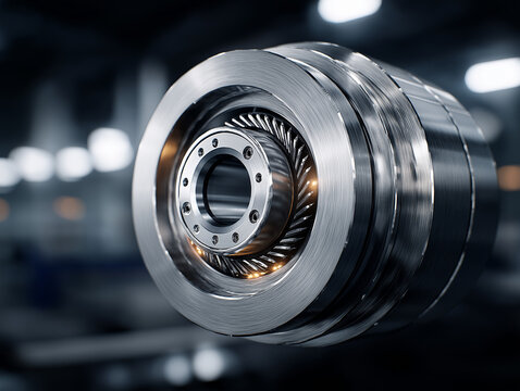 Mechanical Precision: A close-up view of intricate mechanical gears, showcasing industrial precision and the complex interworking of machine components.