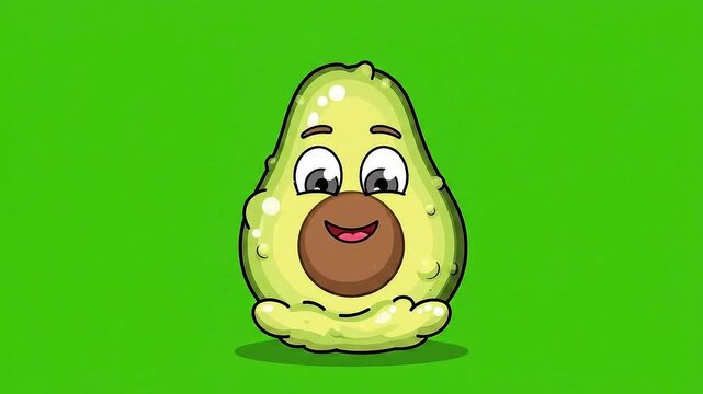 Happy Pixel Art Avocado Character Levitate Animated Green Screen Isolated