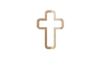 Obraz premium Wooden Christian Cross Icon on transparent background