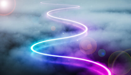 Colorful Neon Light Trail Abstract Background.