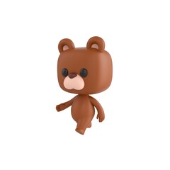 Obraz premium Cute 3D render Little Bear character walking calmly and comfortably, relaxed and casual mascot style, isolated on white background.