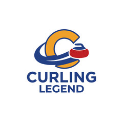Obraz premium Curling Logo – Legendary Winter Sports Emblem Vector