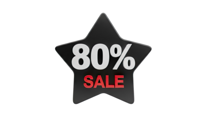 80% Sale Star Tag on transparent background