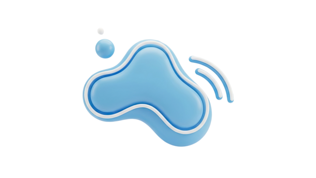 Abstract Blue Blob with Wifi Symbol and Bubbles on transparent background - Powered by Adobe