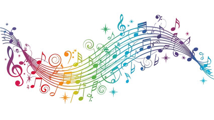 Colorful Musical Notes in a Swirling Pattern