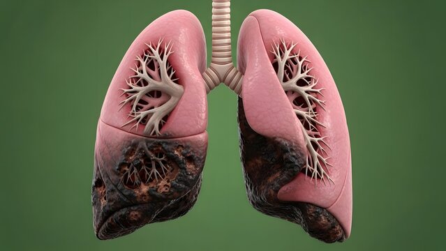 Blackened Lungs Caused by Cigarette Smoke