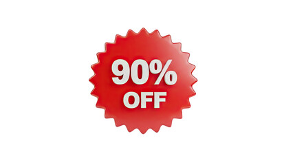 90% Off Sale Tag on transparent background