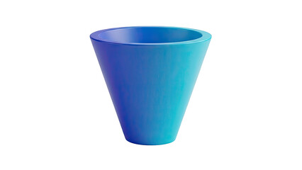 Blue conical vase with a smooth gradient finish on transparent background