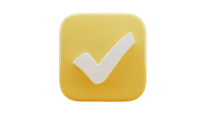 Check Mark Icon with Yellow Square on transparent background