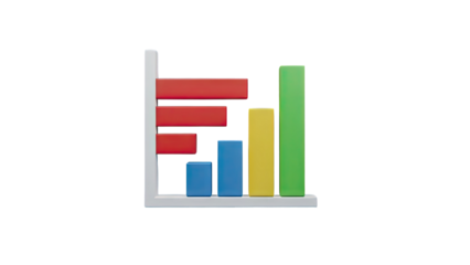 Colorful bar chart graphic with transparent background