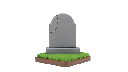 Cracked Tombstone with Grass on transparent background