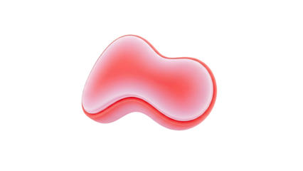 Abstract pink blob with smooth gradient and concentric circles on transparent background