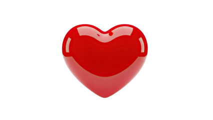 3D Glossy Red Heart Shape Isolated on transparent background