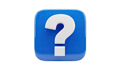 3D Question Mark Icon on transparent background