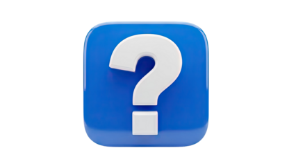 3D Question Mark Icon on transparent background
