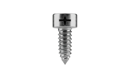 Metal Screw with Cross Slot Head on transparent background