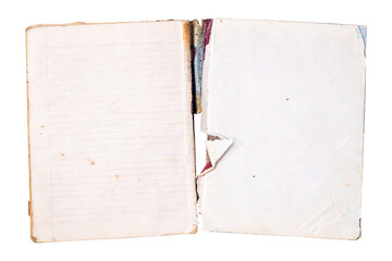 old book open empty isolated on white